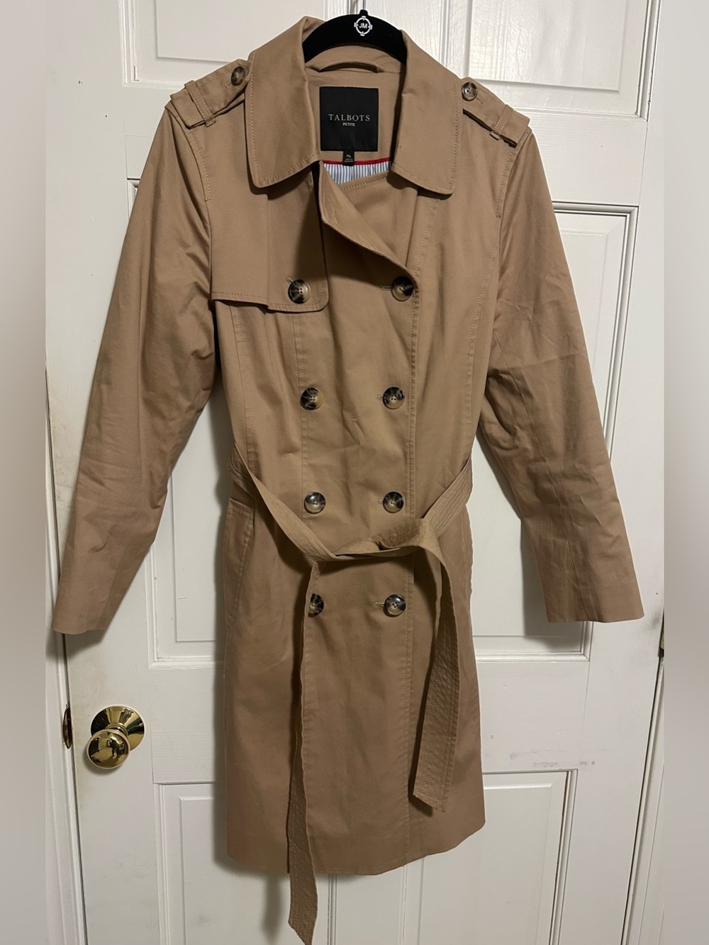 Talbots Camel Double-Breasted Trench Coat with Belt